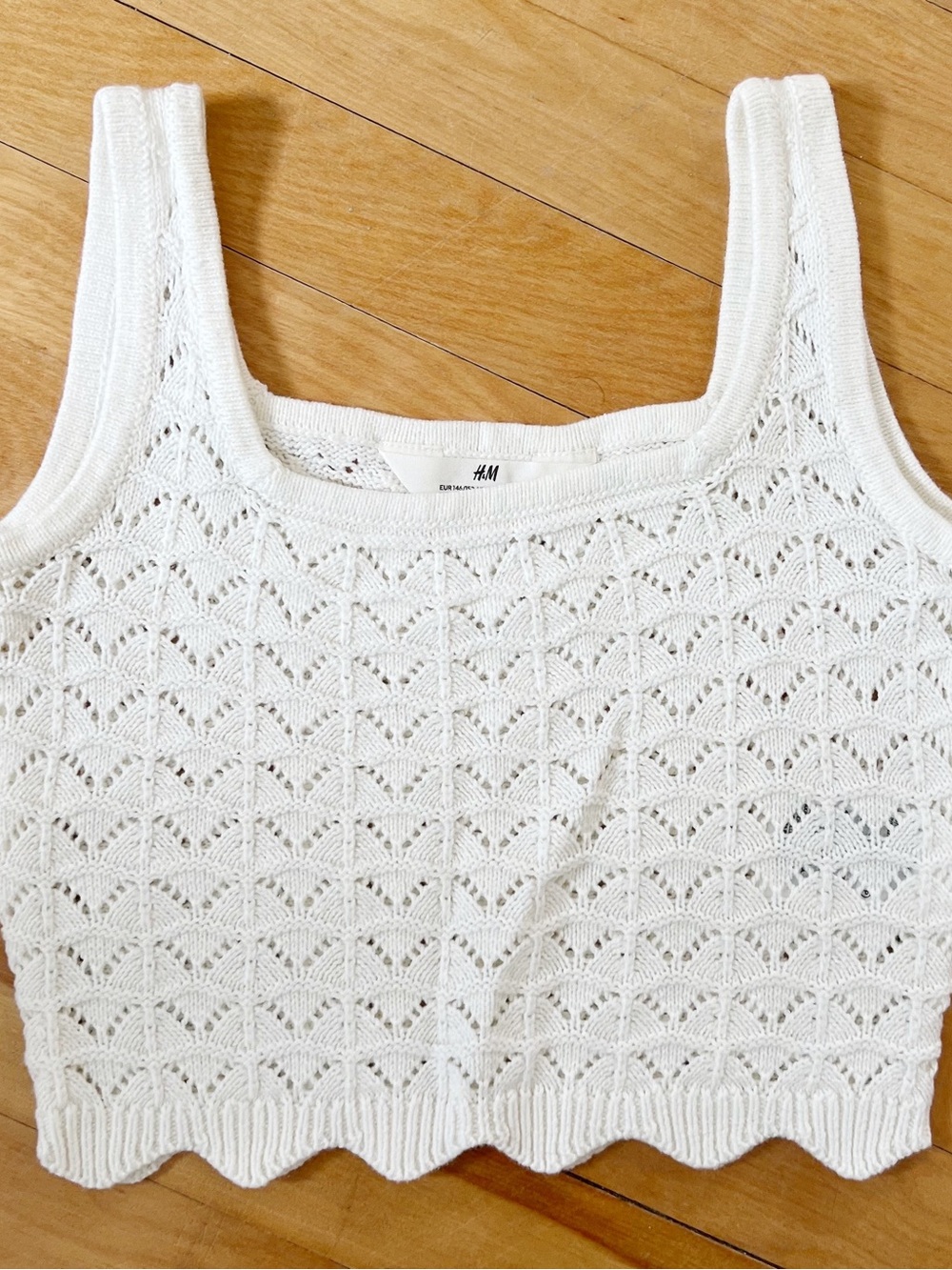 H&M Girls White Knit Cropped Tank Top - 12/14